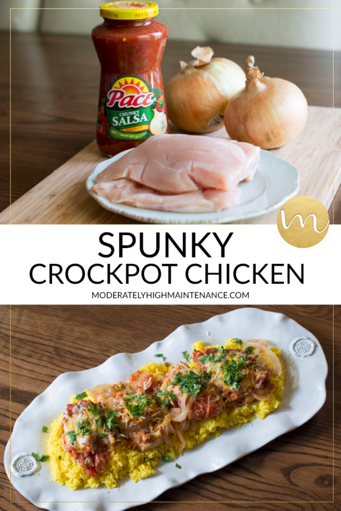 I rely on my quick and easy meals that don’t require a lot of attention. One of my favorite three ingredient recipes is my Spunky Crockpot Chicken.