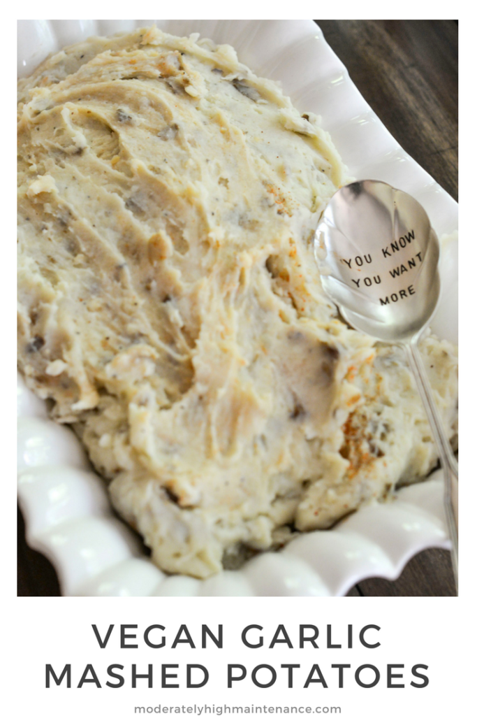 Even if you aren't a vegan these vegan garlic mashed potatoes will have you thinking this lighter option is super indulgent!